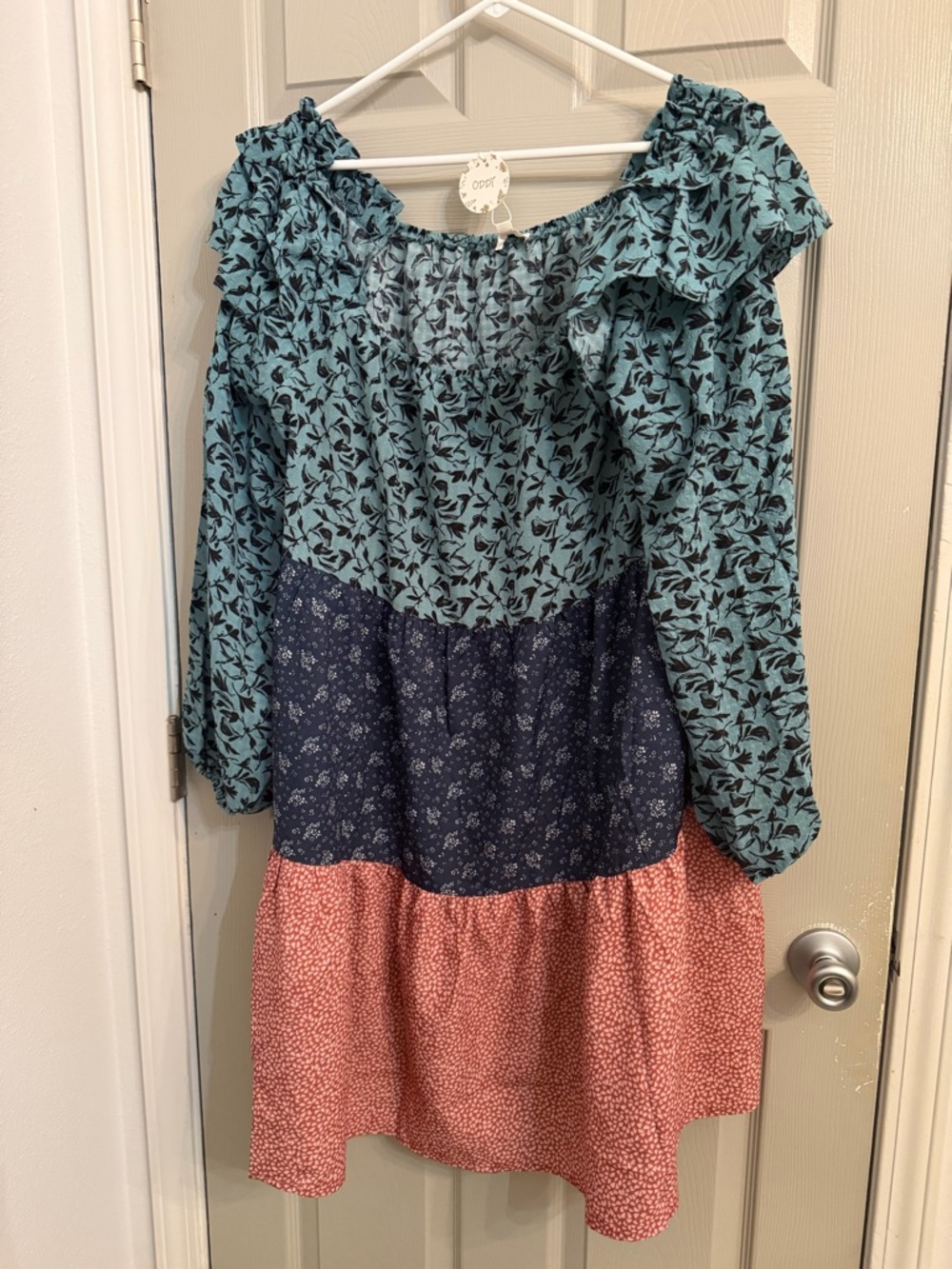 Brand new ODDY Teal Navy and Coral Tiered Floral Dress